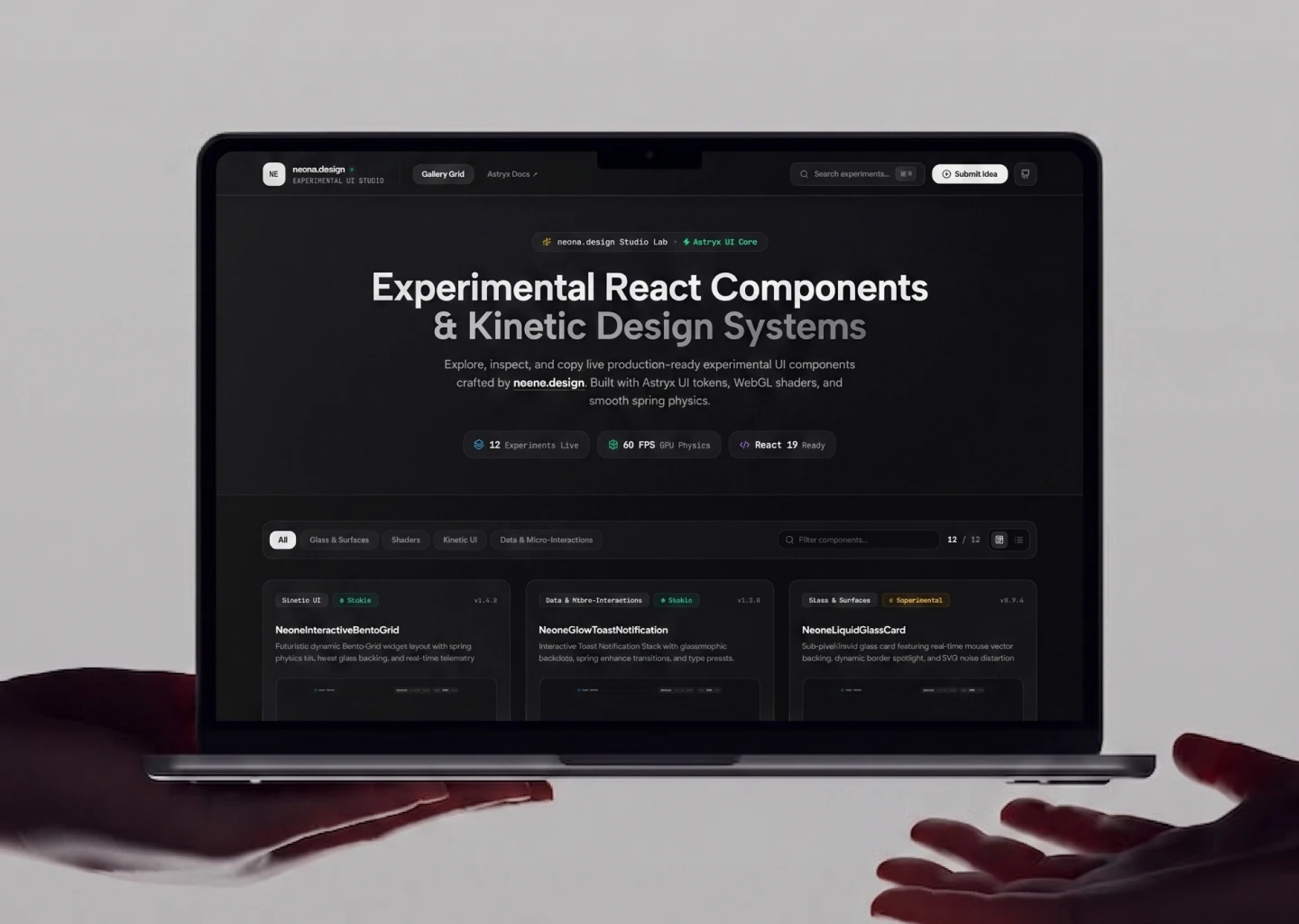Neone Studio Component Showcase on MacBook